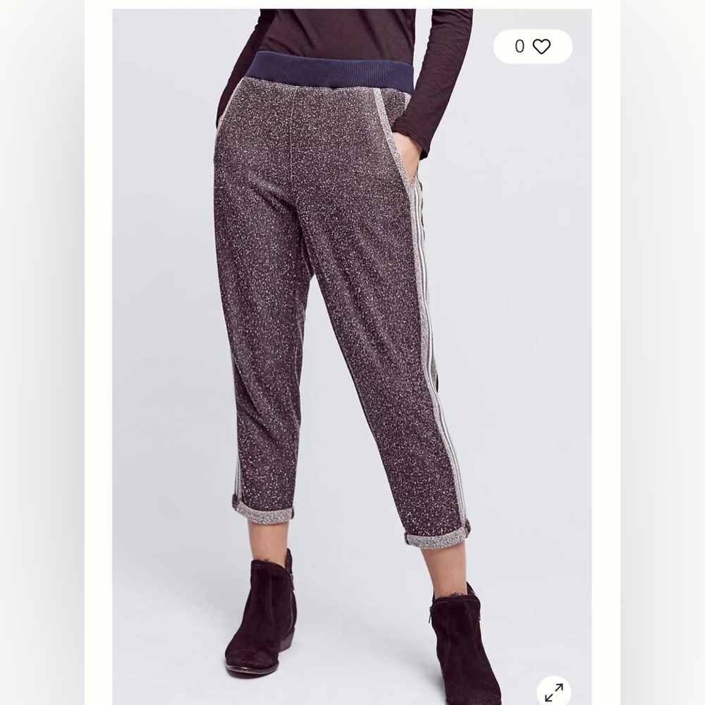 Hei Hei Anthropologie Speckled Knit Joggers in Black, white, Blue Waist Sz S